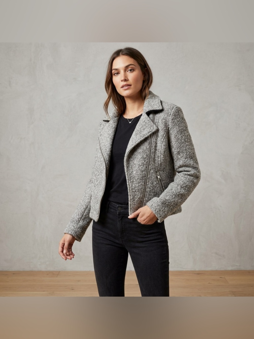 H&M Cropped Grey Wool Coat